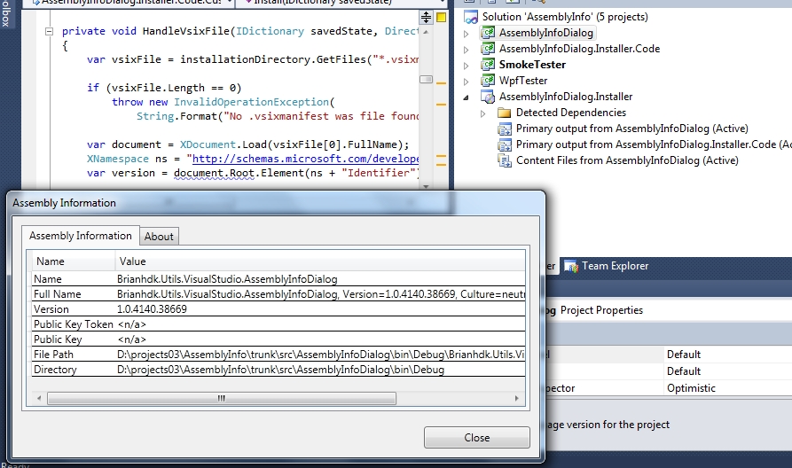 Assembly Information Dialog Visual Studio Marketplace